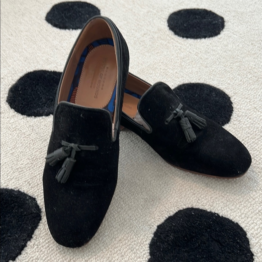 House of Hounds Black Velvet Tassel Loafers